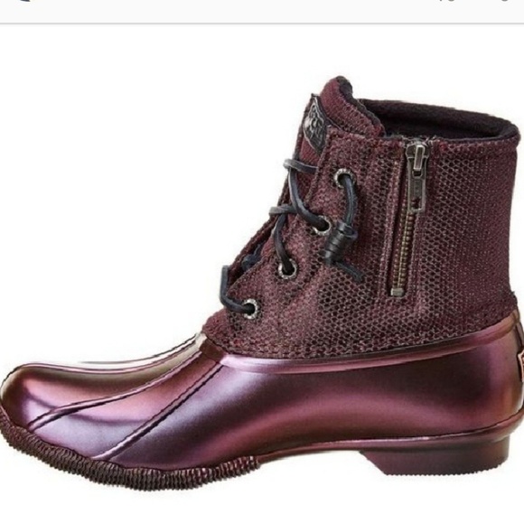 sperry metallic gray duck boots